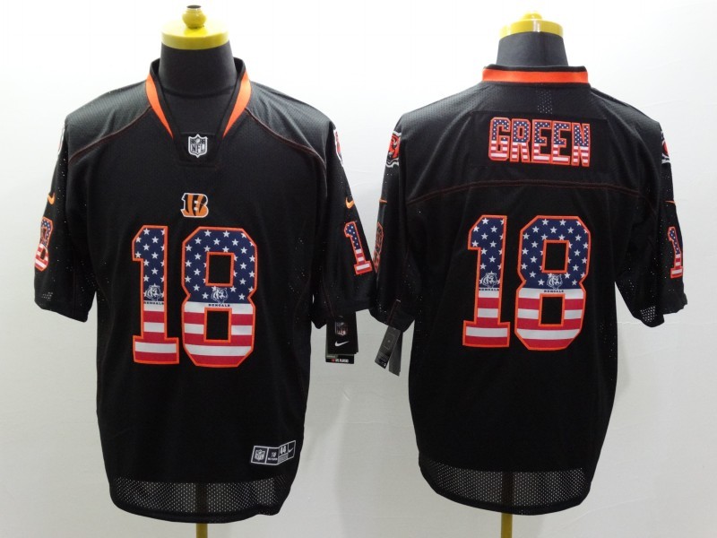 Cincinnati Bengals 18 Green Black Nike USA Flag Fashion Elite Jerseys